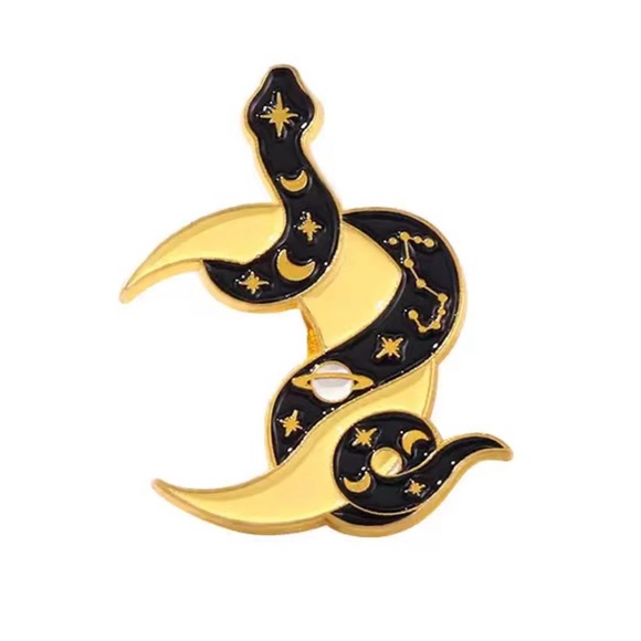 Snake & Moon Enamel Pin - Picture 2 of 2